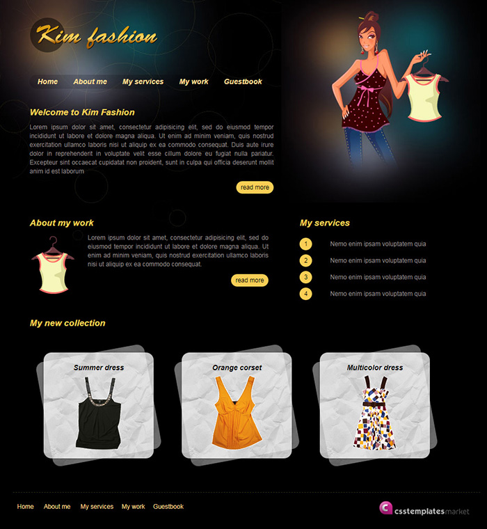Free Kim Fashion Website Template