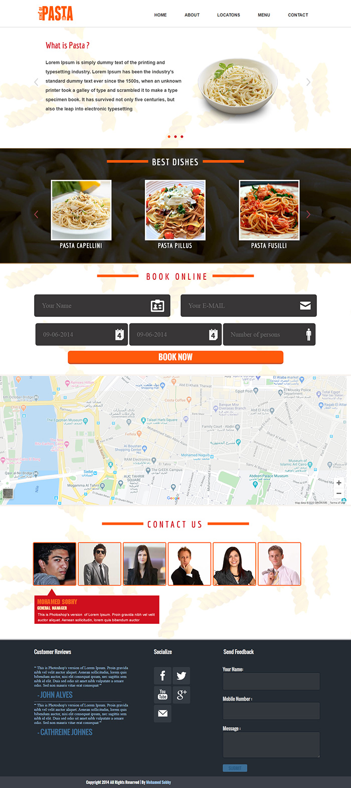 Free King of Pasta Website Template