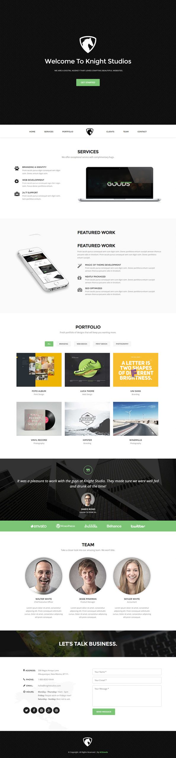 Free Knight Website Template