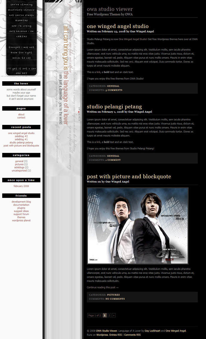 Free Language of a Lover Website Template