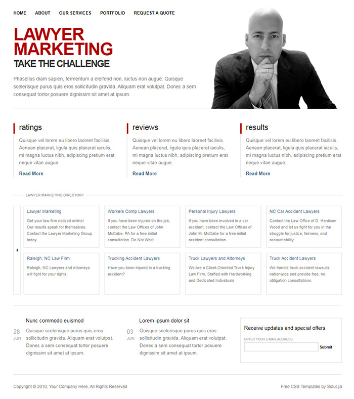 Free Lawyer Marketing Website Template