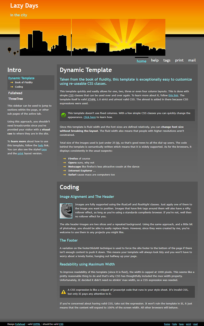 Free Lazy Days Website Template