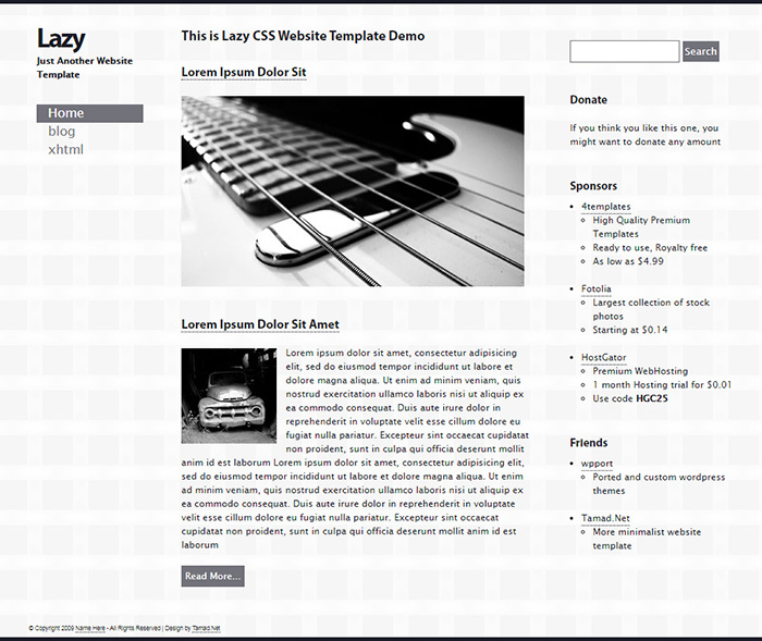 Free Lazy Website Template