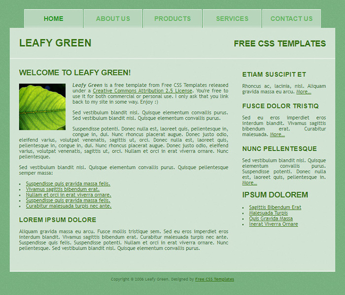 Free Leafy Green Website Template - Free Website Templates, HTML5 & CSS ...
