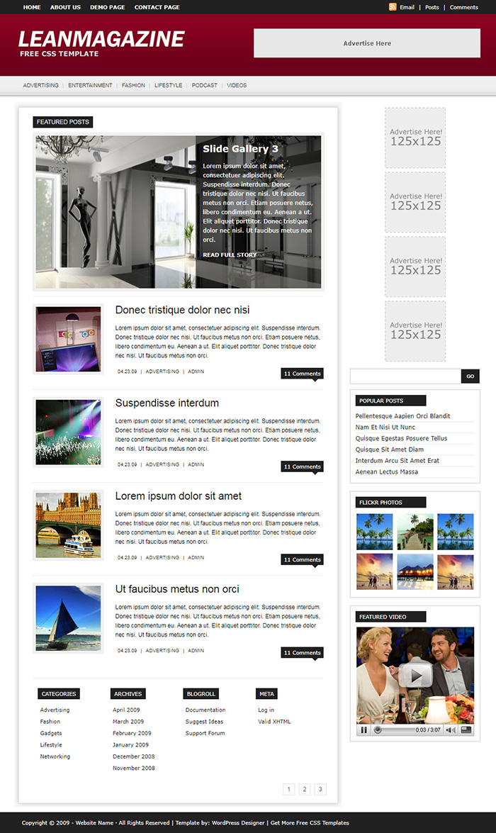 Free LeanMagazine Website Template