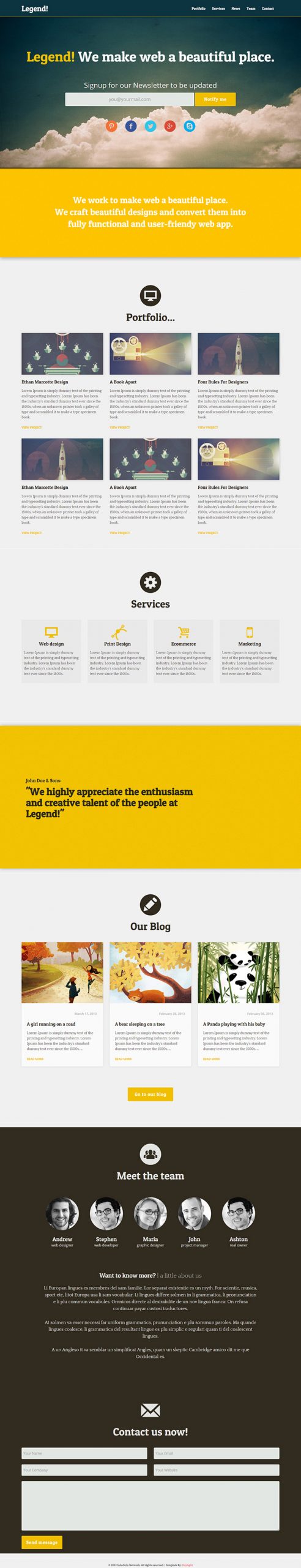 Free Legend Website Template