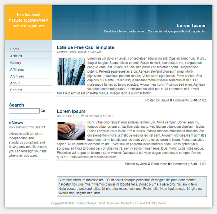 Free LGBlue Website Template