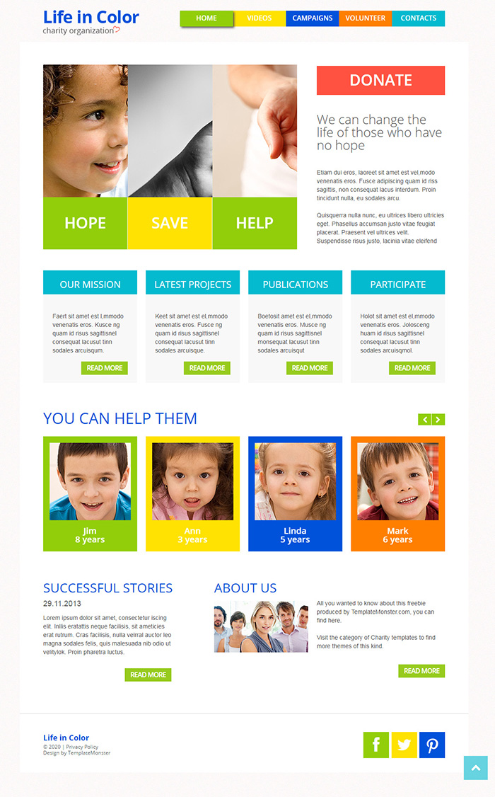 Free Life In Color Website Template