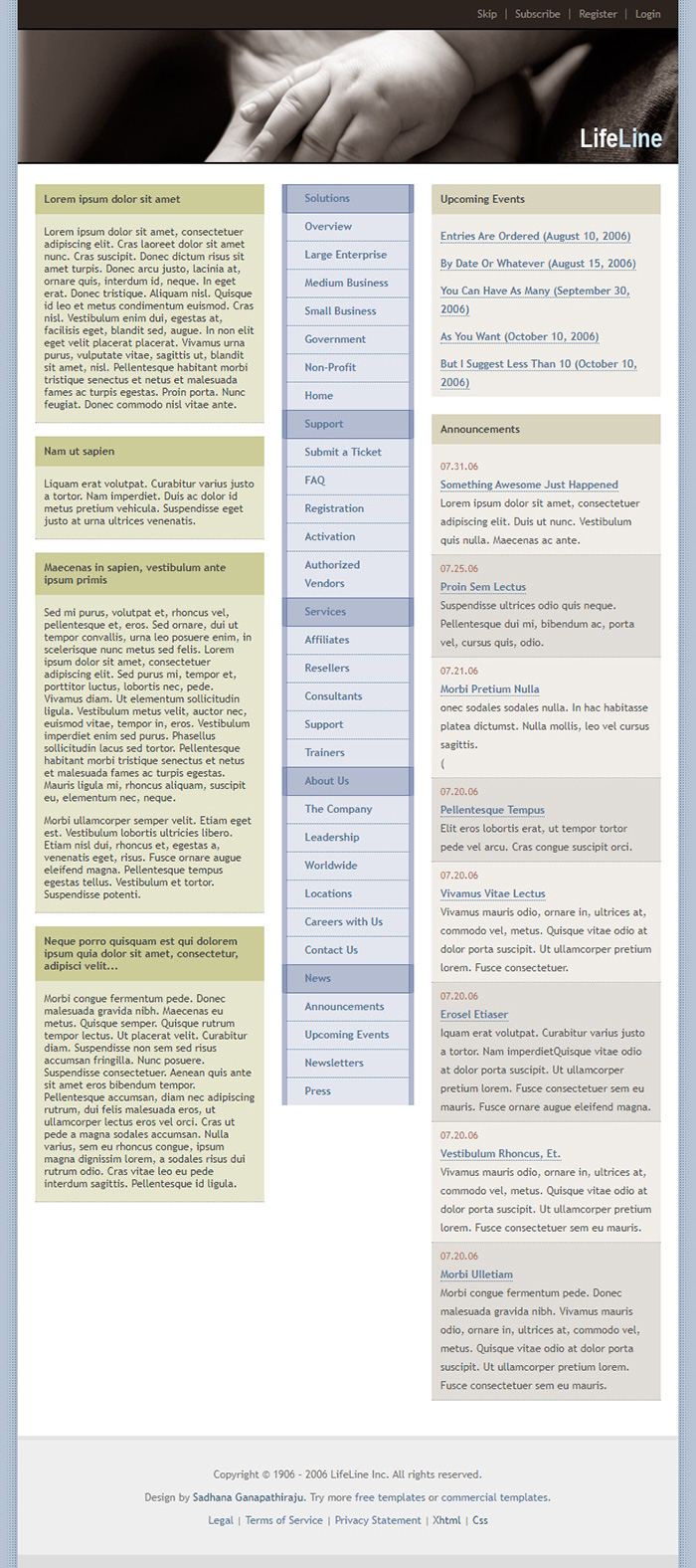 Free LifeLine Website Template