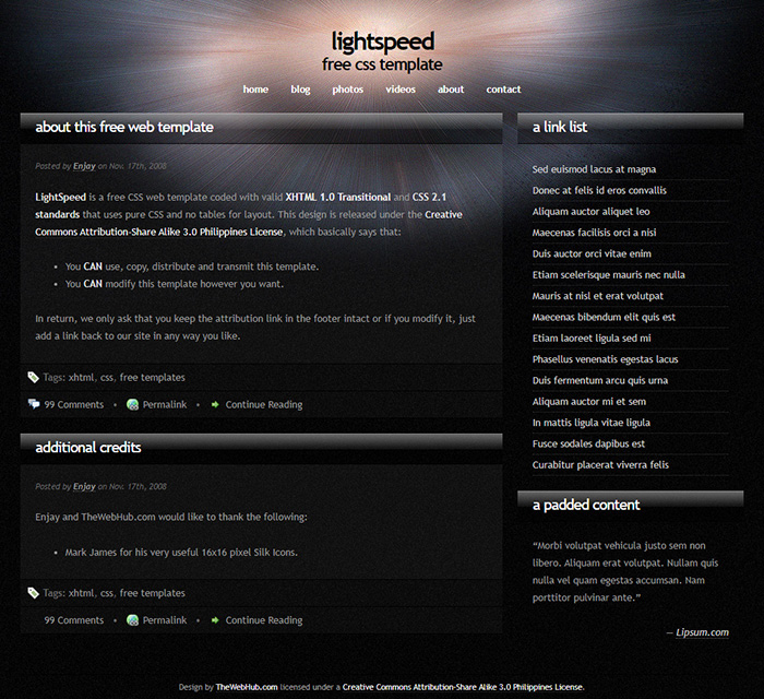 Free LightSpeed Website Template