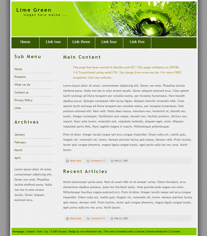Free Lime Green Website Template - Free Website Templates, HTML5 & CSS ...