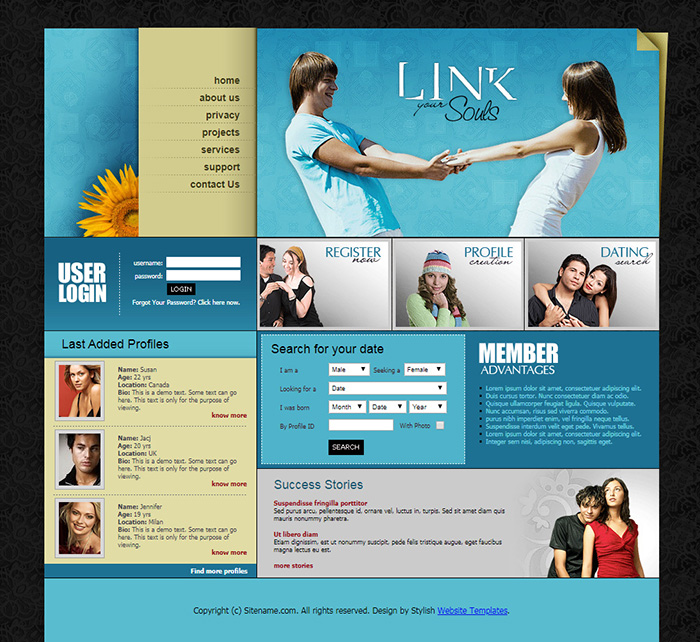 Free Link Your Souls Website Template