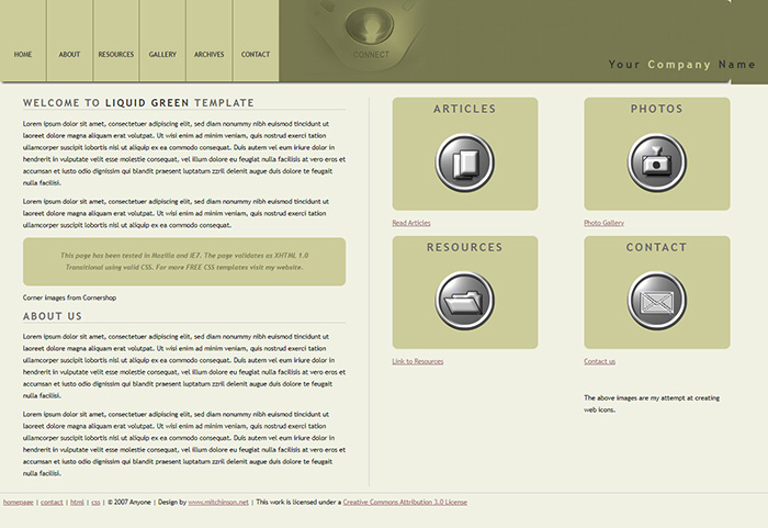 Free Liquid Green Website Template