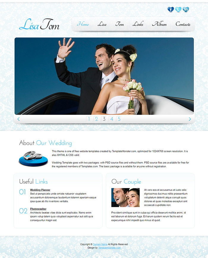 Free Lisa Tom Website Template