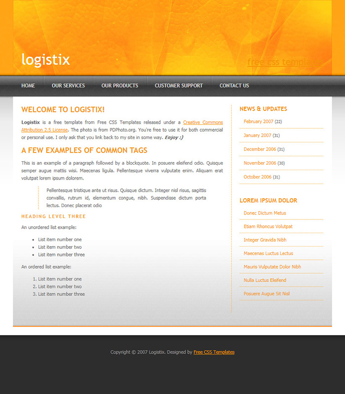 Free Logistix Website Template