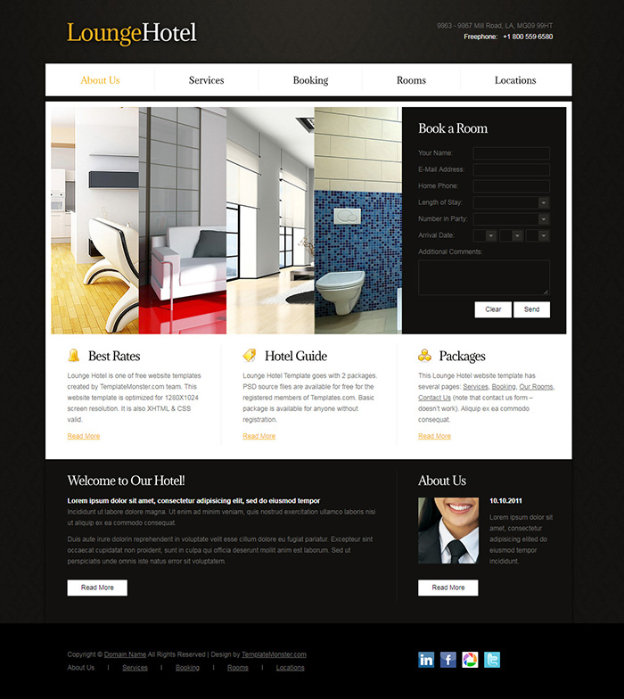 Free LoungeHotel Website Template