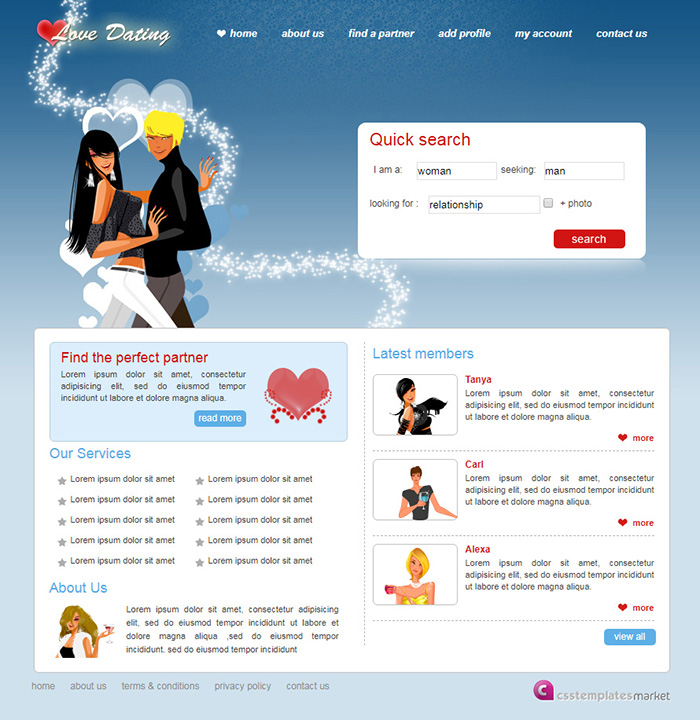Free Dating Website Template