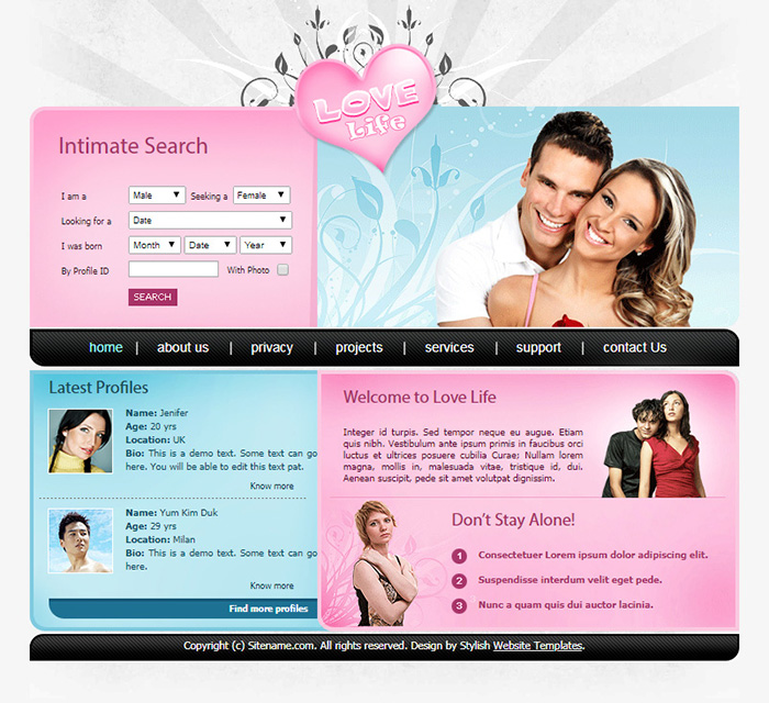 Free Love Life Website Template