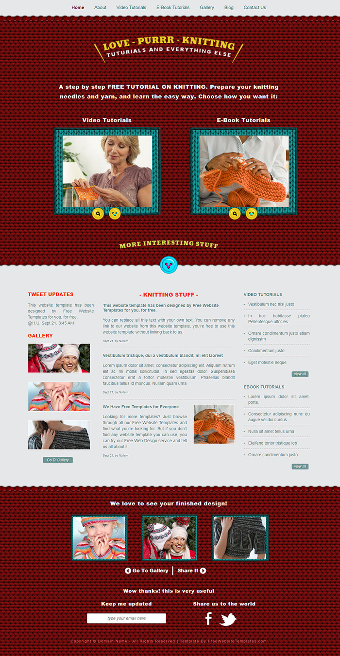 Free Love Purr Knitting Website Template