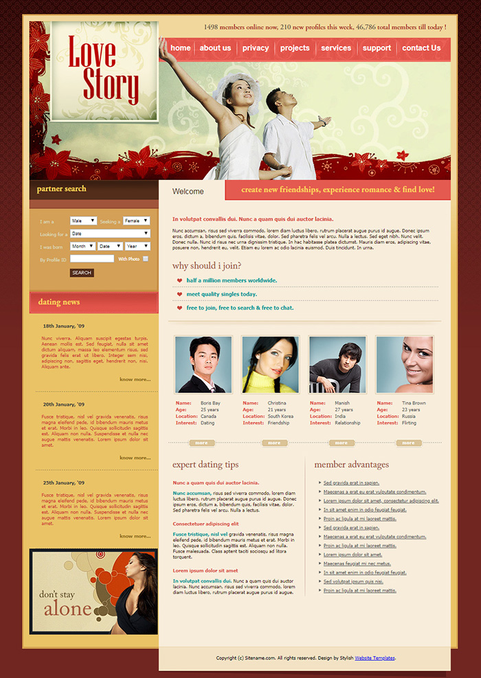 Free Love Story Website Template