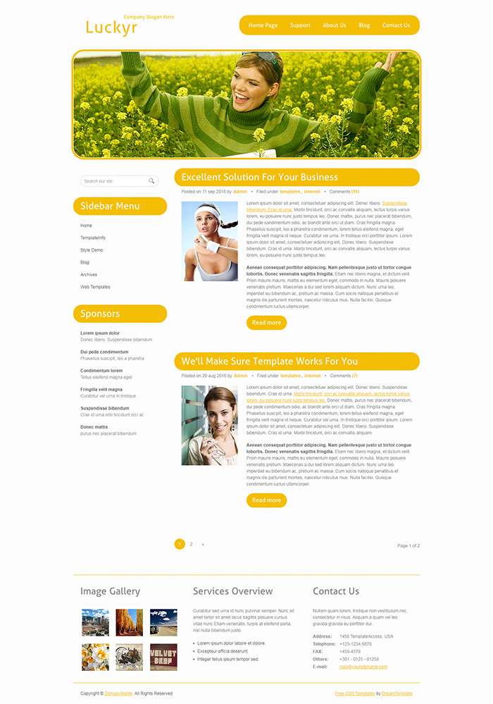 Free Luckyr Website Template