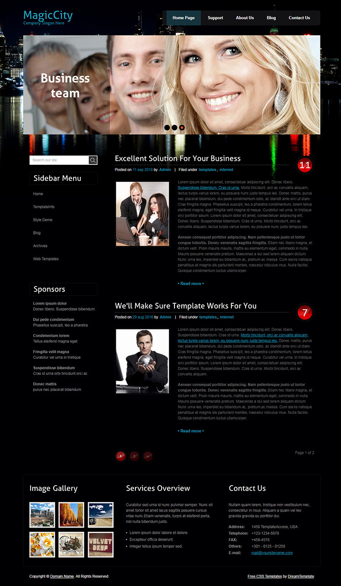 Free MagicCity Website Template