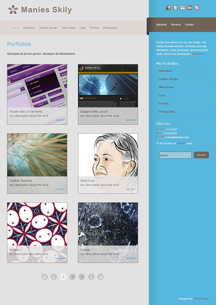 Free Manies Skily Website Template