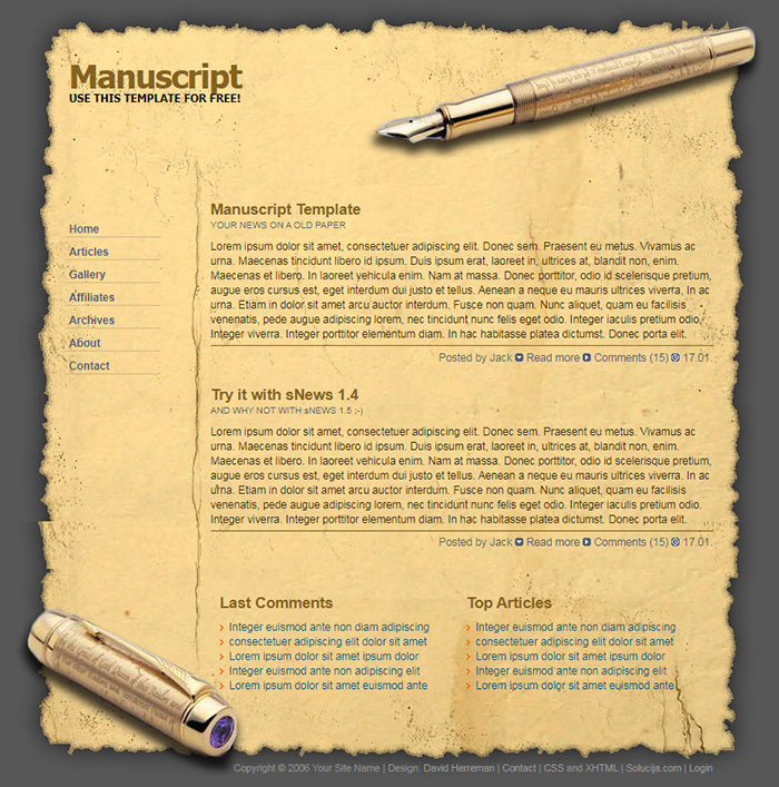 Free Manuscript Website Template