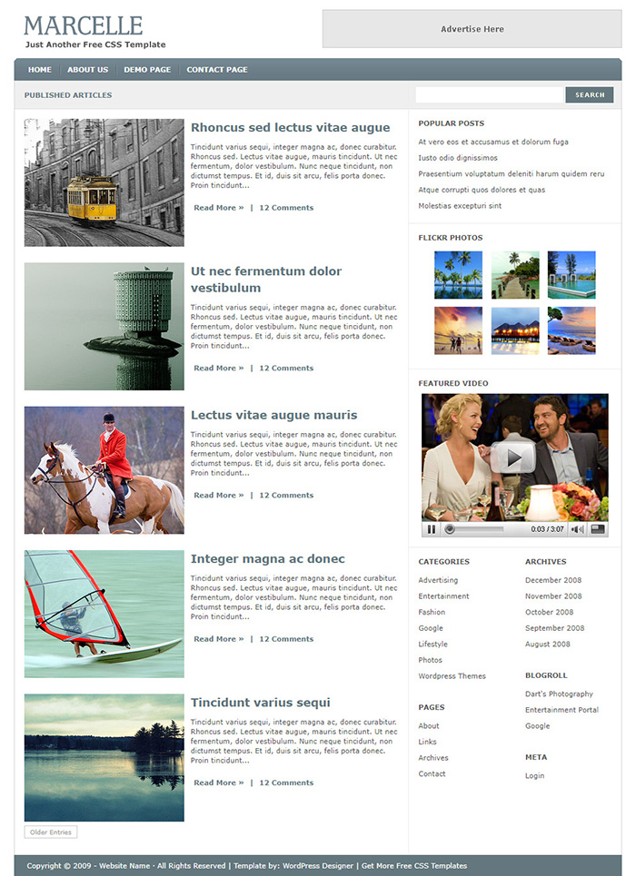 Free Marcelle Website Template