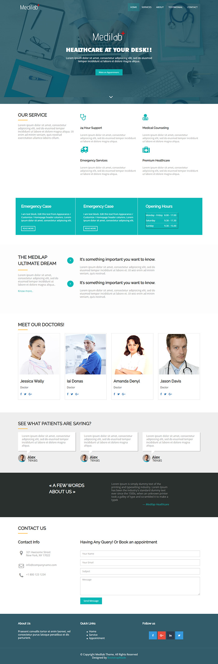 Free Medilab Website Template