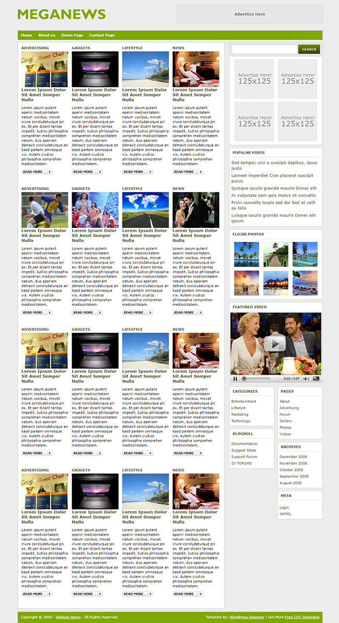 Free Meganews Website Template