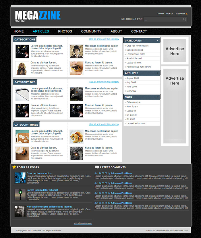 Free MEGAZZINE Website Template