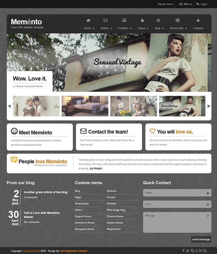 Free Memento Website Template