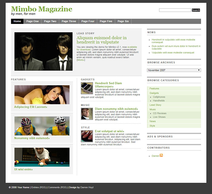Free Mimbo Magazine Website Template
