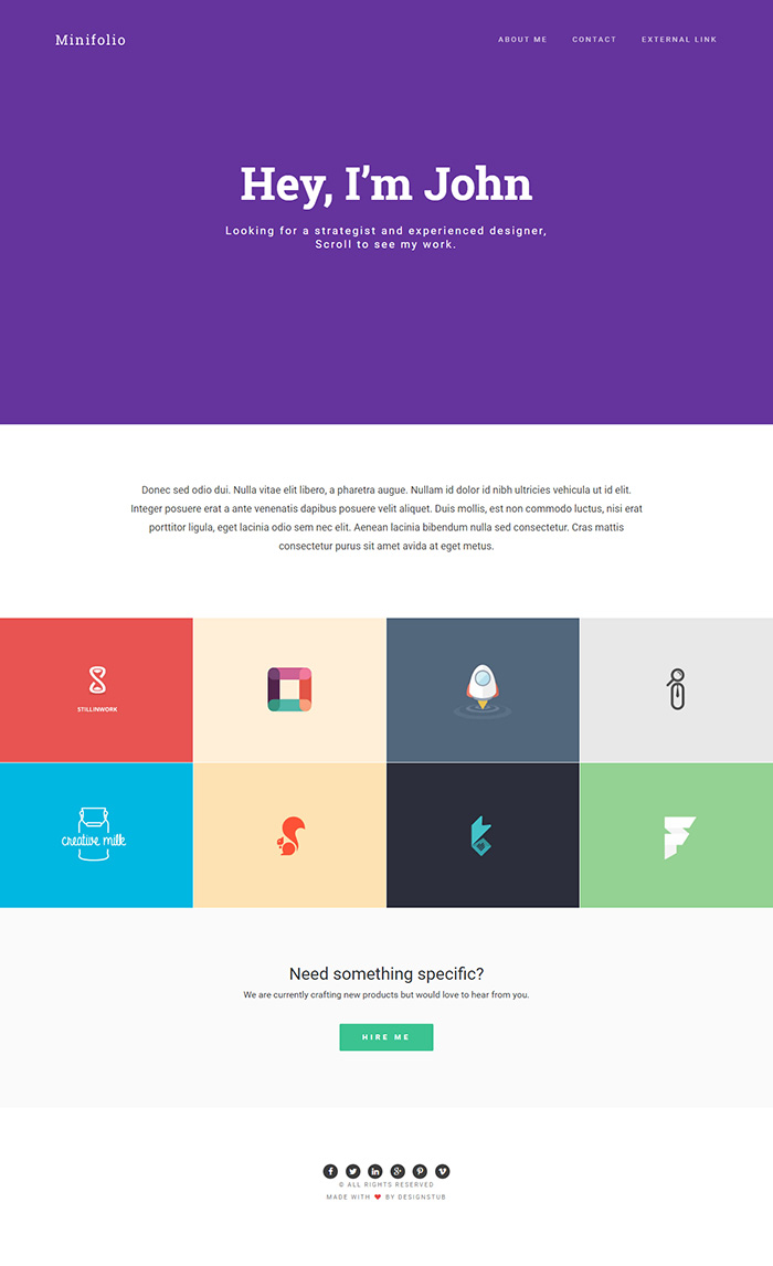 Free Minifolio Website Template