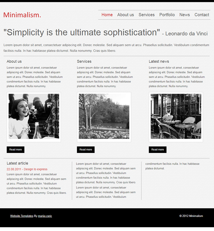 Free Minimalism Website Template