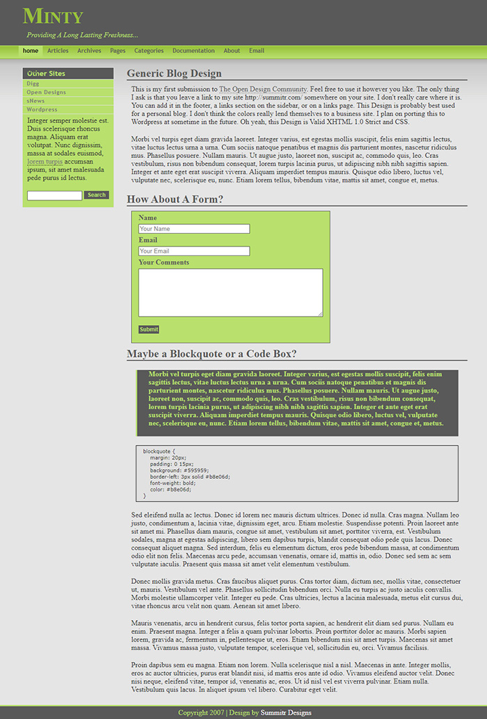 Free Minty Website Template