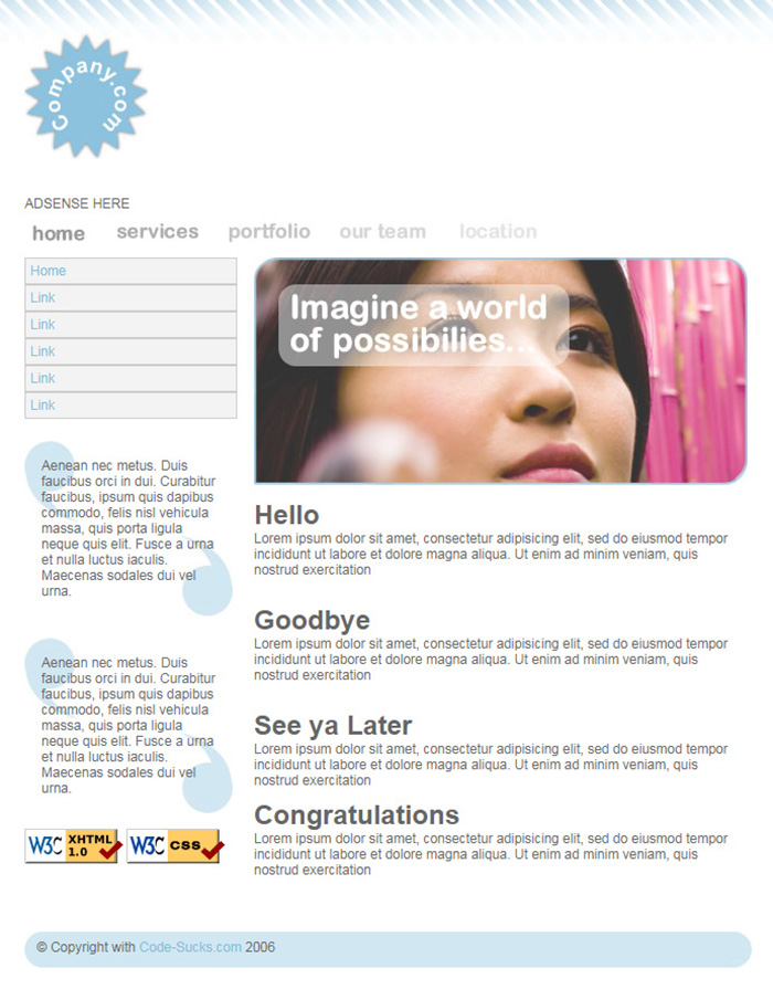 Free Misty Blue Website Template