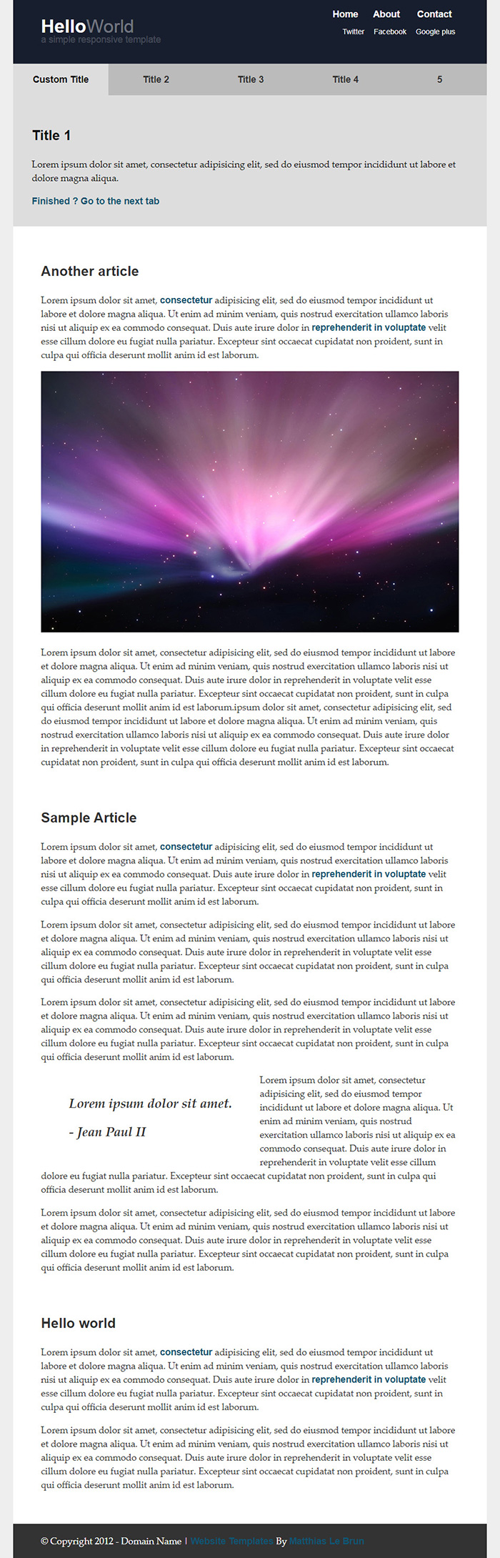 Free MLB Responsive Website Template