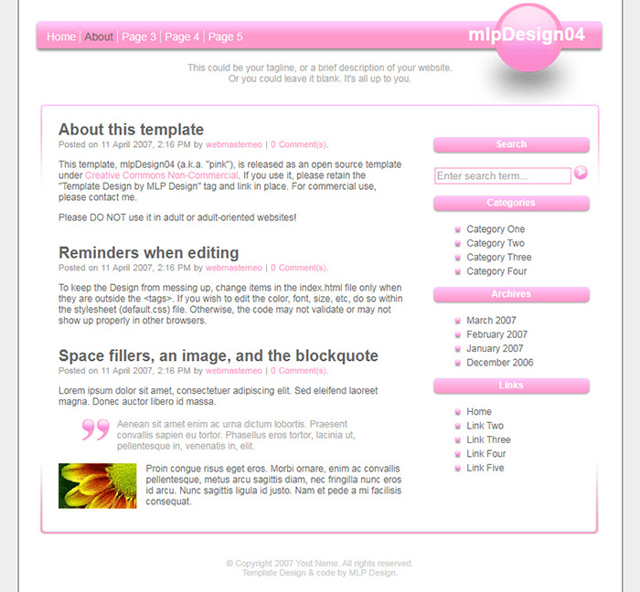 Free mlpDesign04 Website Template