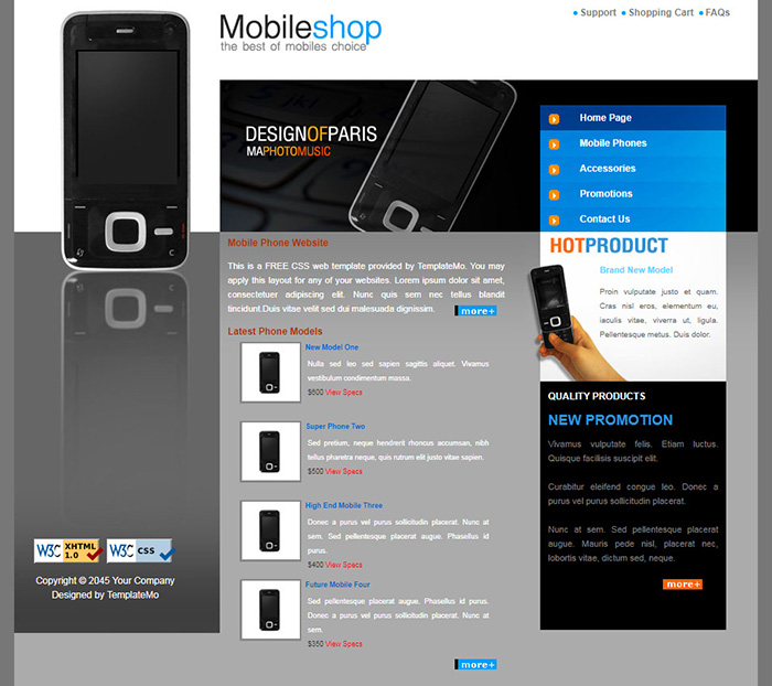 Free MobileShop Website Template