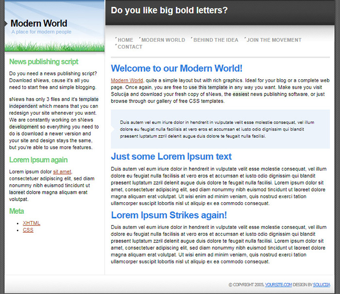 Free Modern World Website Template