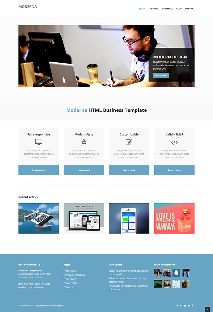 Free Moderna Website Template