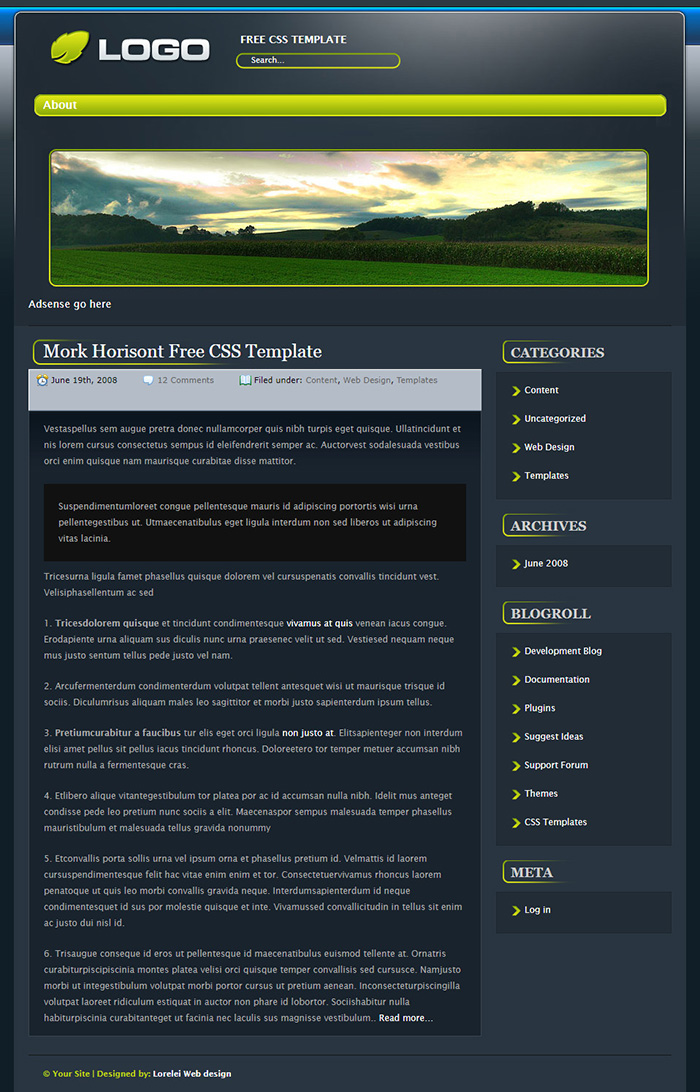 Free Mork Horisont Website Template