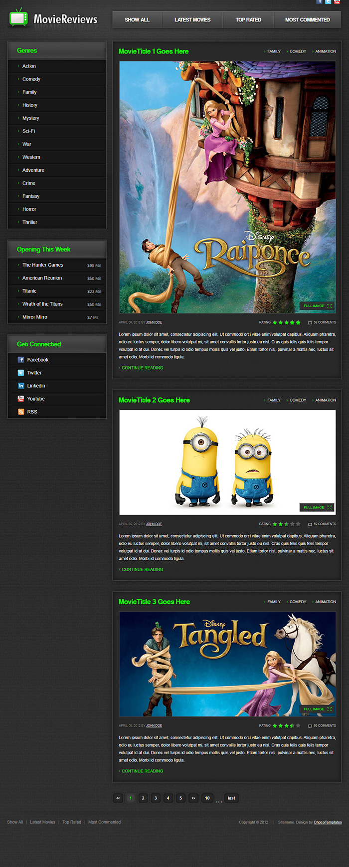 Free Moviereviews Website Template