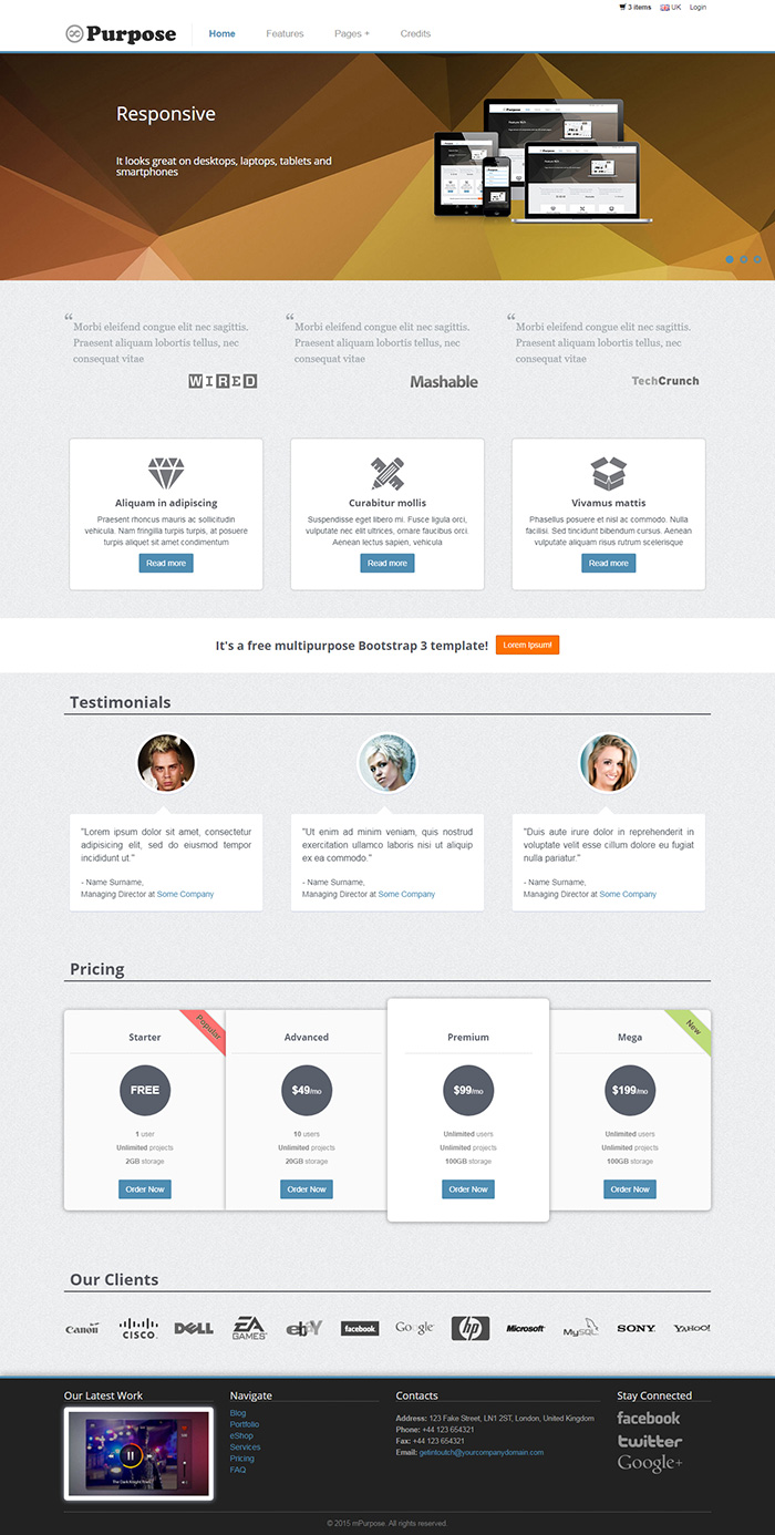 Free mPurpose Website Template