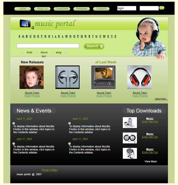 Free Music Portal Website Template Free Website Templates Html5 Css Templates Open Source Templates