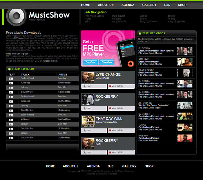 Free MusicShow Website Template