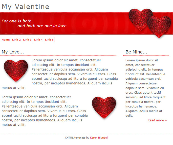 Free My Valentine Website Template