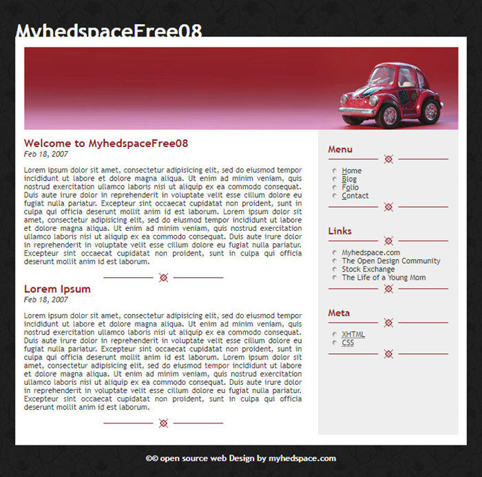 Free MyhedspaceFree08 Website Template